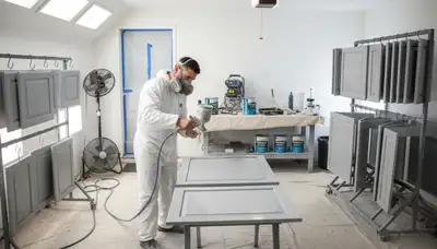 Professional cabinet painting process in Scottsdale AZ applying smooth, durable kitchen finishes