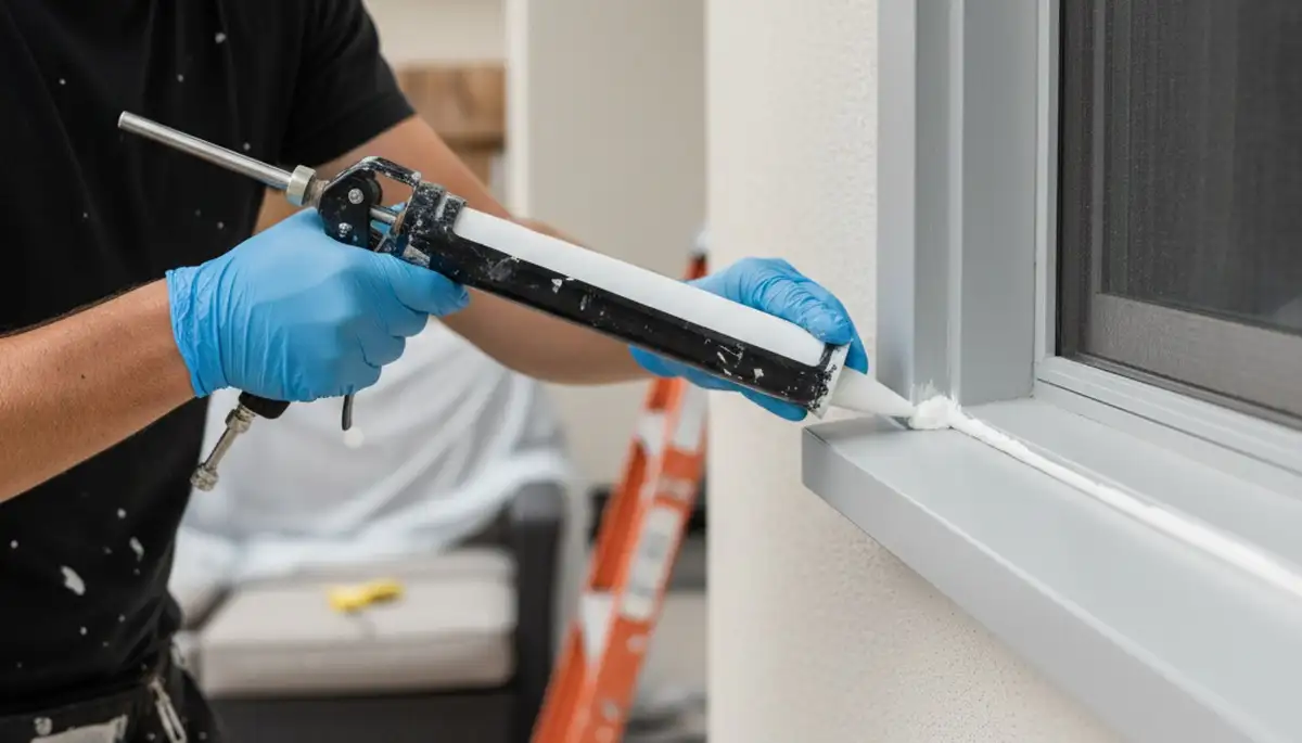 Professional caulking and sealing on Scottsdale AZ home exterior for weatherproof house painting