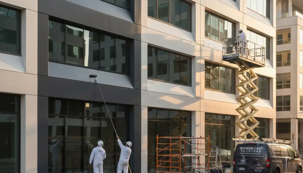 Professional commercial building painters in Scottsdale AZ applying durable exterior coatings