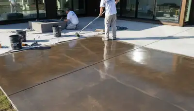 Professional concrete staining on Scottsdale AZ patio by Desert Durable Finishes