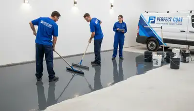 Epoxy garage floor coating in Scottsdale AZ with glossy, durable finish by local painting experts