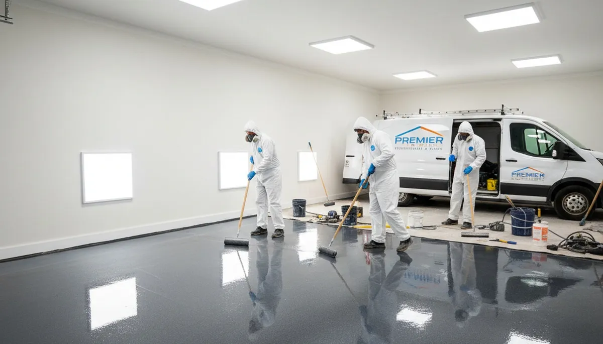 Professional epoxy garage floor coating in Scottsdale, AZ with durable, UV-resistant finish