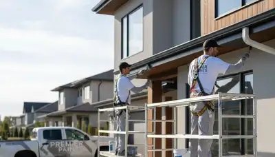 Professional gutter painting on Scottsdale AZ home exterior by expert house painters