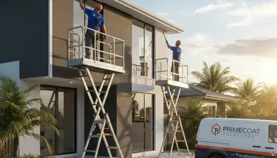 Professional gutter painting on Scottsdale AZ home exterior by expert house painters