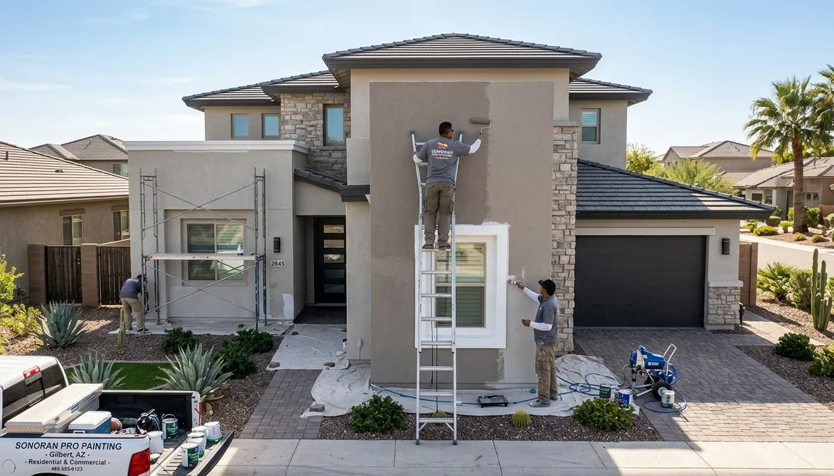 Professional house painters refreshing home exterior in Scottsdale AZ