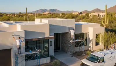 Professional house painters restoring home exterior in Scottsdale, AZ