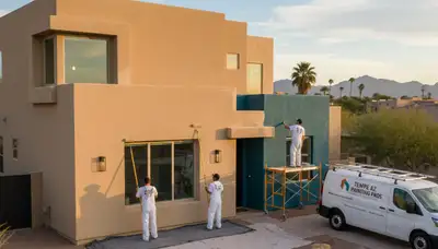 Professional house painters finishing exterior home in Scottsdale, AZ