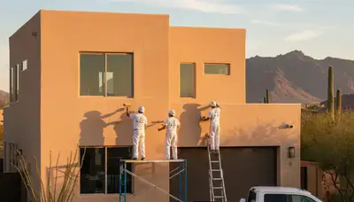 Professional house painters finishing exterior home in Scottsdale, AZ