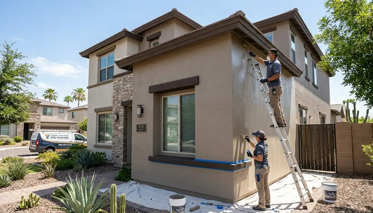 Professional house painter in Scottsdale AZ preparing exterior home for premium paint finish