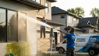 Professional pressure cleaning on stucco home exterior in Scottsdale, AZ removing desert dust and stains