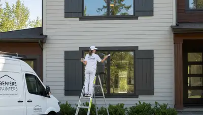 Professional shutter painting on Scottsdale, AZ home with UV-resistant exterior finish