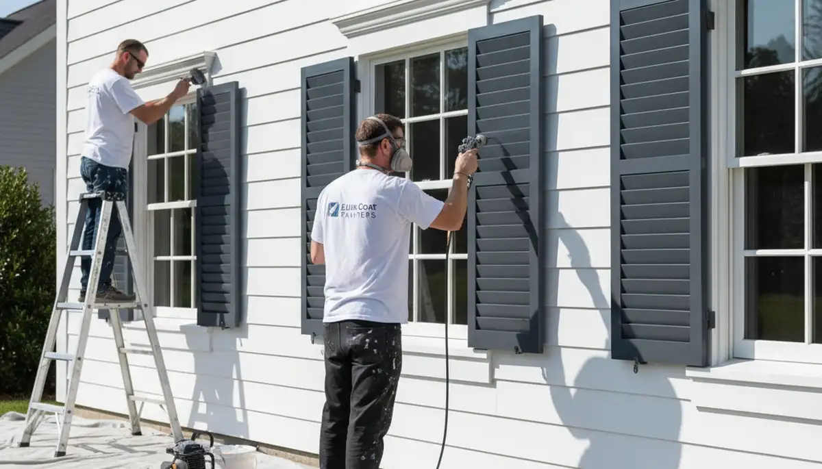 Professional shutter painting on Scottsdale, AZ home exterior for UV and desert weather protection