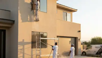 Professional stucco repair on Scottsdale, AZ home exterior showing crack restoration and smooth finish